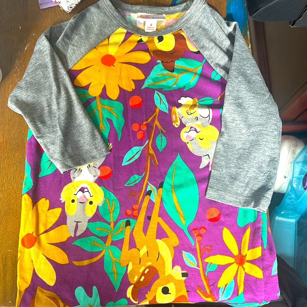 LuLaRoe Bambi & Thumper 3/4 length grey sleeves shirt. Very soft. No flaws. *3